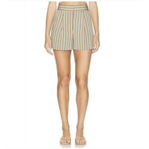 Veronica Beard Elbe Striped Twill High-Rise Pleated Shorts Size 8 NWT Seafoam